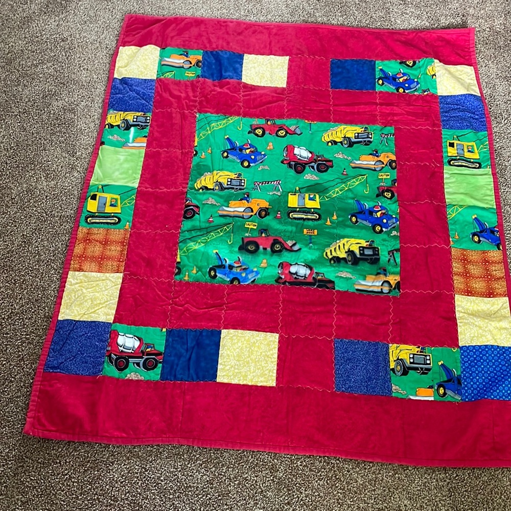 Handmade "Construction" baby blanket
